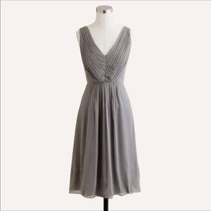 Jcrew gray silk pleated bridesmaid dress 12